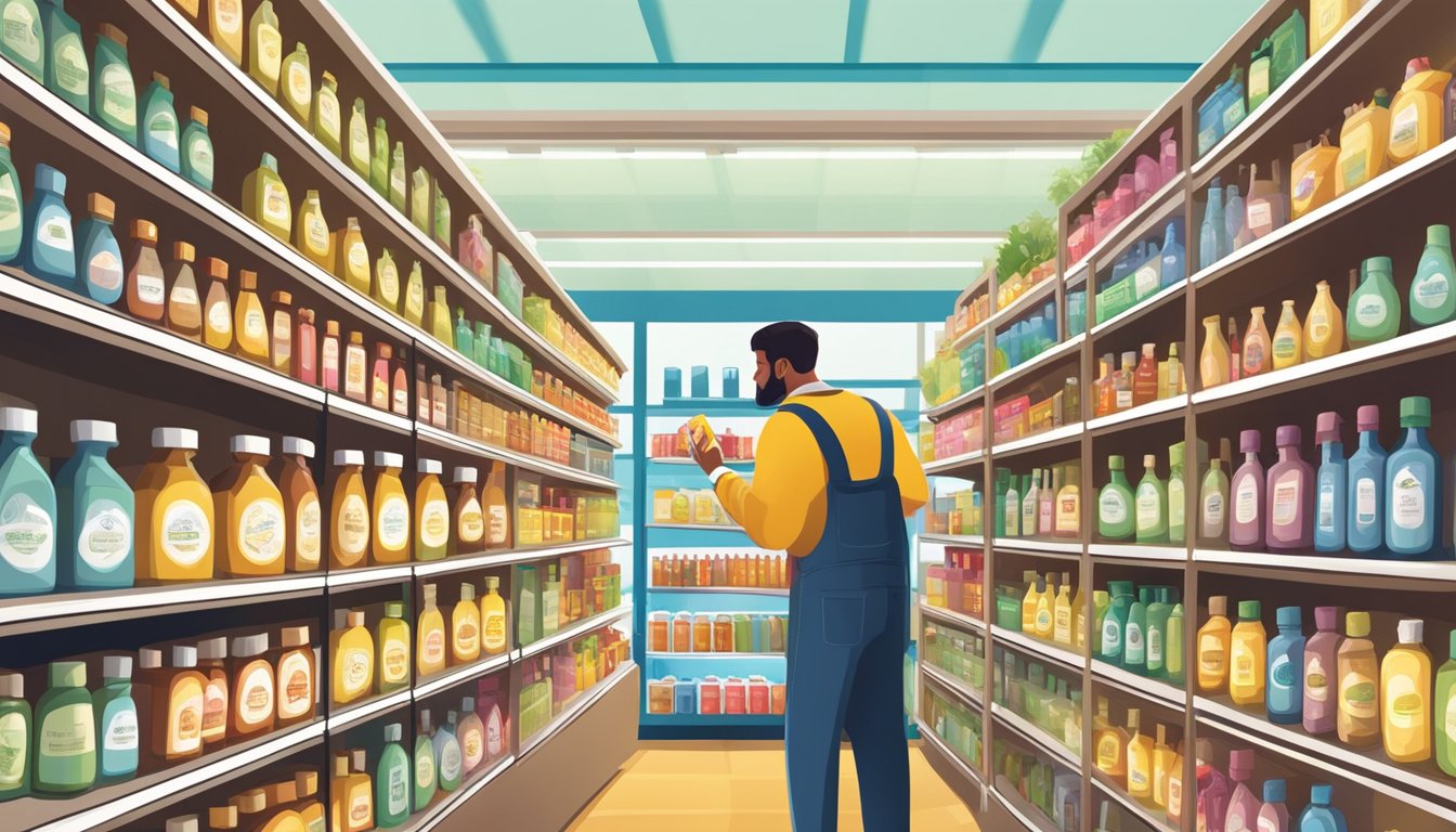 Customers browsing shelves, selecting castor oil bottles online