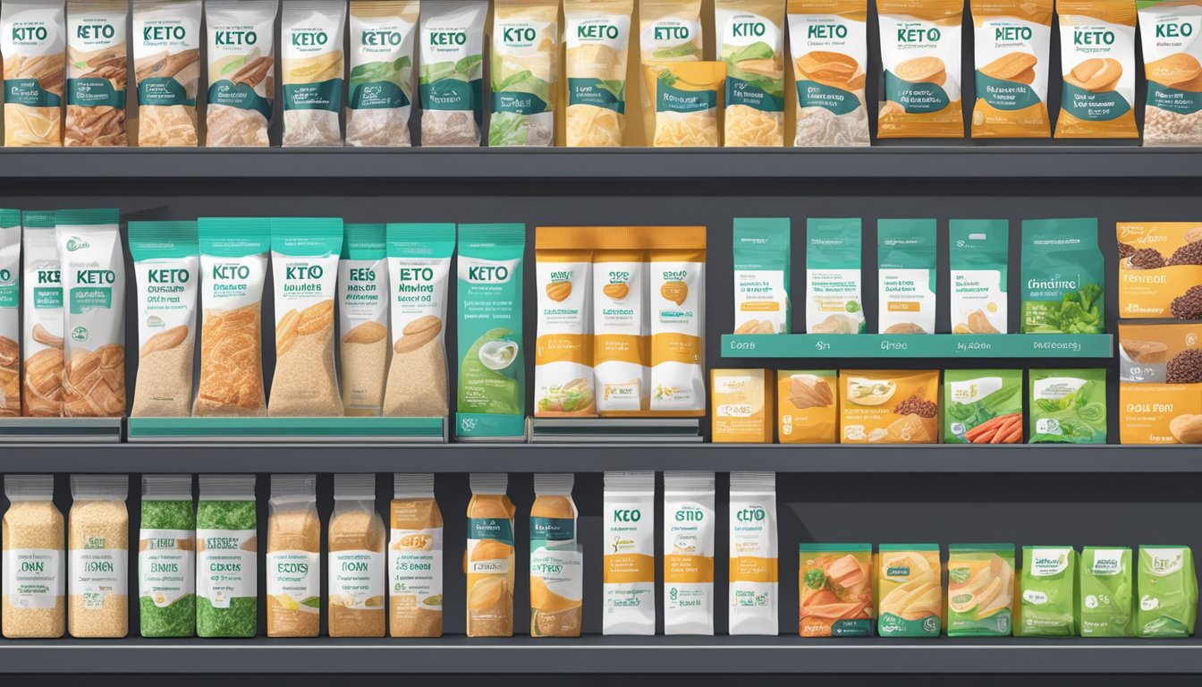 A display of keto strips on a shelf in a pharmacy or health food store in Singapore, with clear price tags and product information