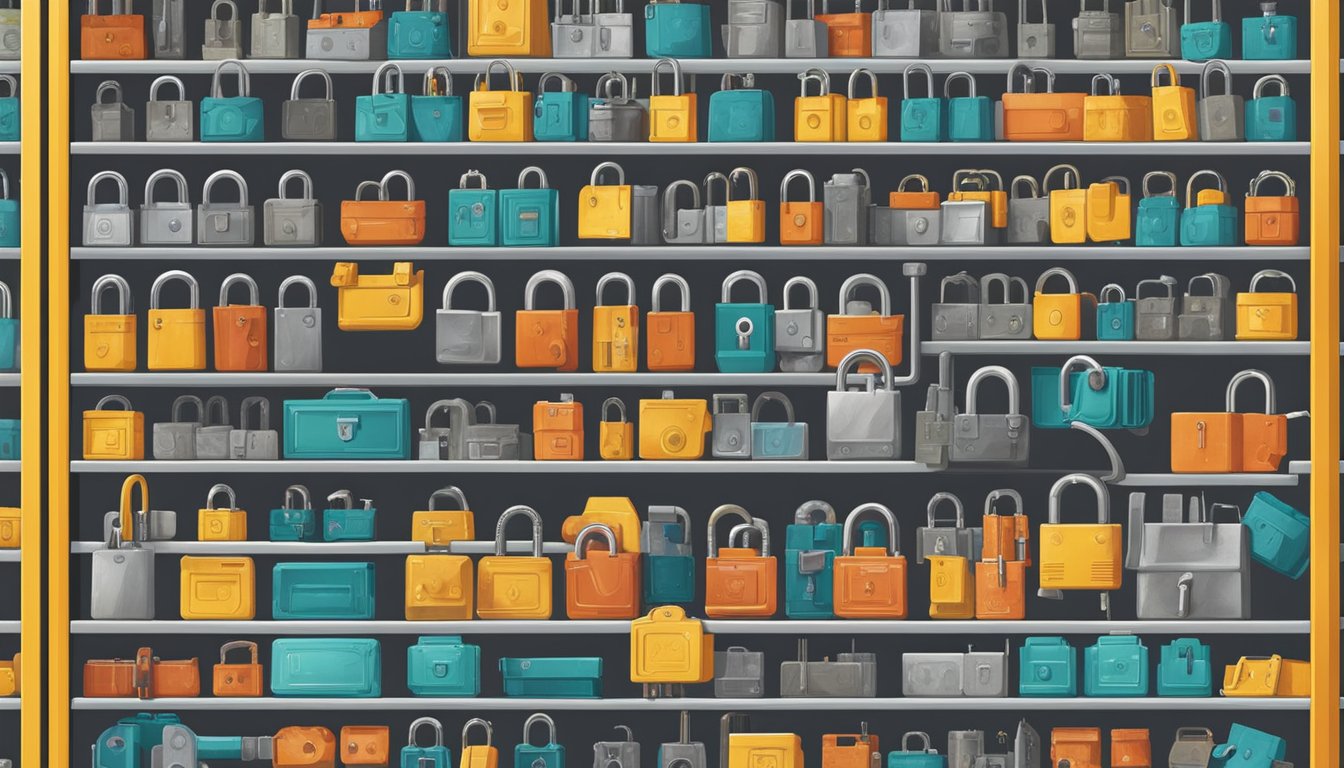 A hardware store shelves various locks in Singapore