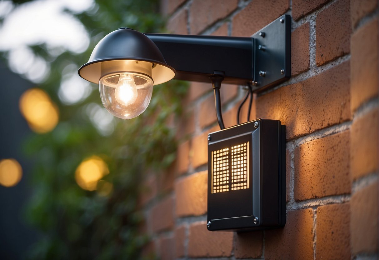 An outdoor wall light is positioned to illuminate the area while minimizing energy usage. The light is strategically placed to optimize energy efficiency