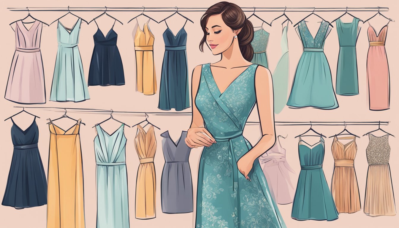 A woman scrolls through a variety of night dresses online, carefully comparing styles and colors before making her decision