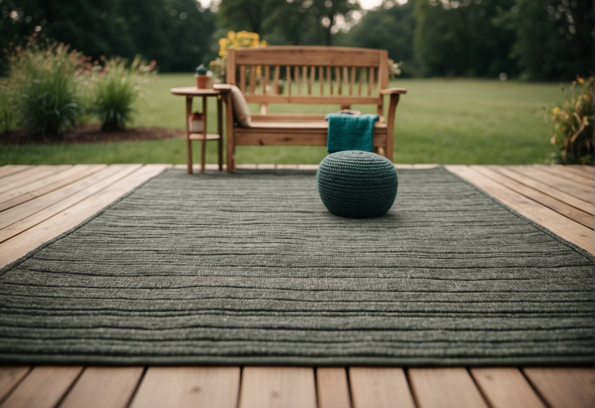 Outdoor rugs made of durable materials like polypropylene or polyester, with options for customization and personalization. Different patterns, colors, and sizes available