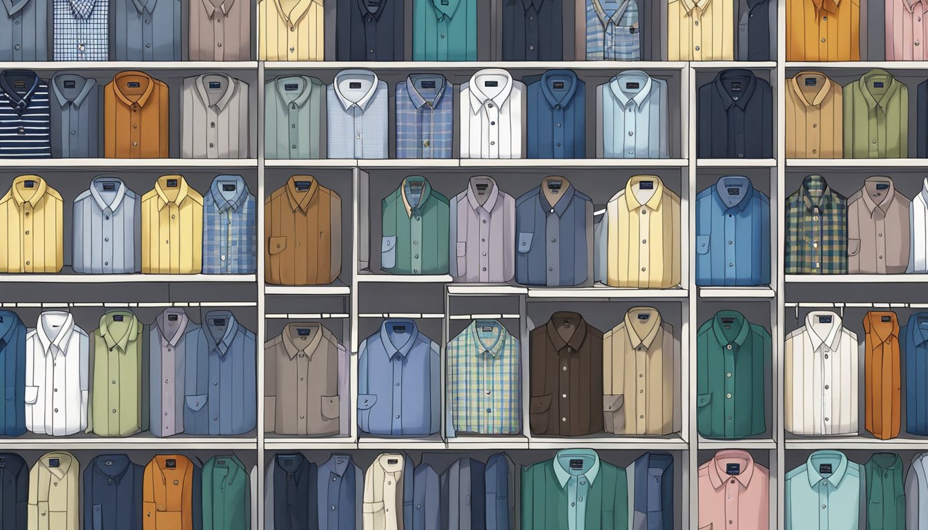 A collection of TM Lewin shirts arranged neatly on display, with various colors and patterns, available for purchase online