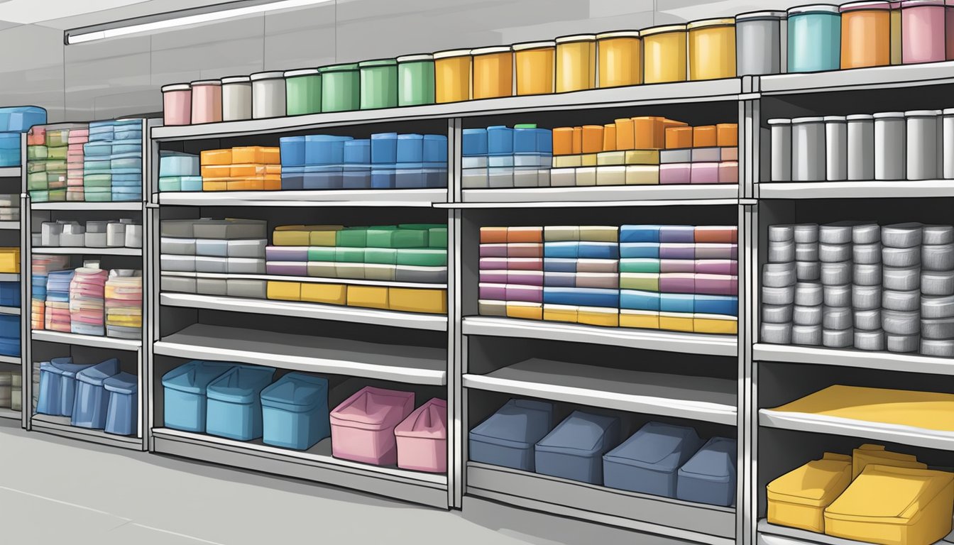 A hardware store shelves display plastic drop cloths in Singapore
