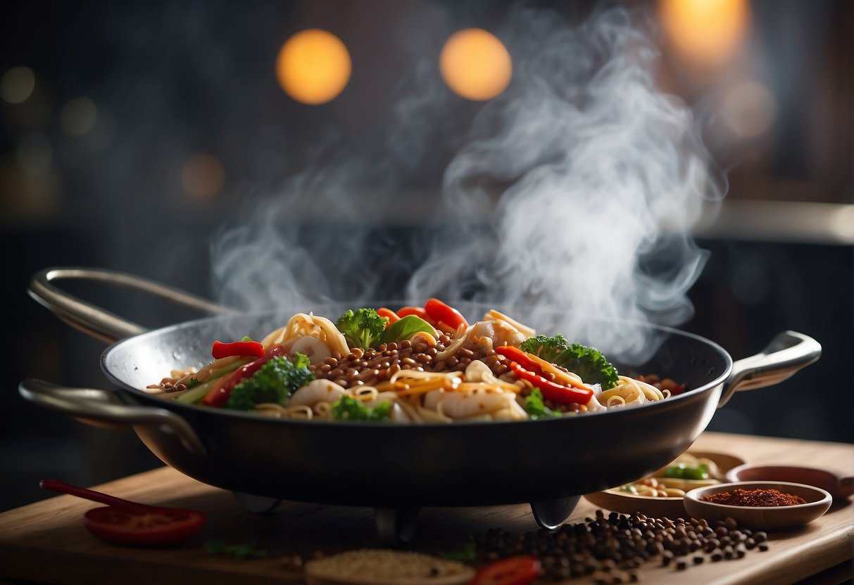 A steaming wok sizzles with Chinese spices, as silver fish dance in a fragrant sauce, ready to be served