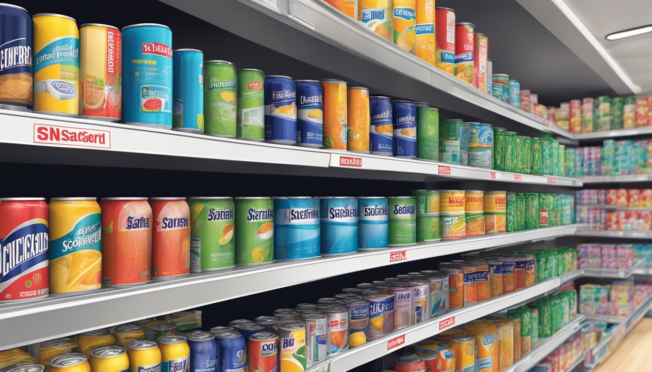 A shelf stocked with Scotchgard cans in a Singapore store