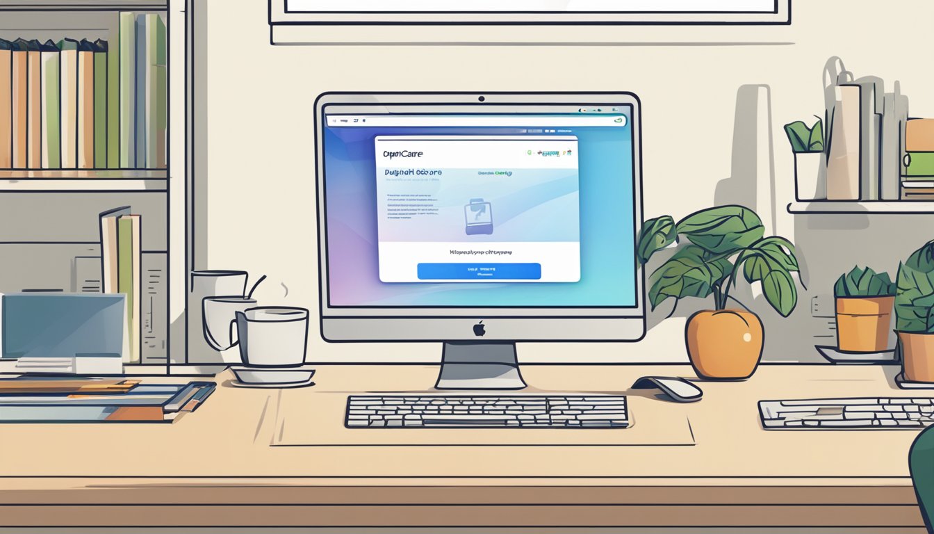 A computer screen displaying the AppleCare purchase page with a cursor clicking the "Buy Now" button