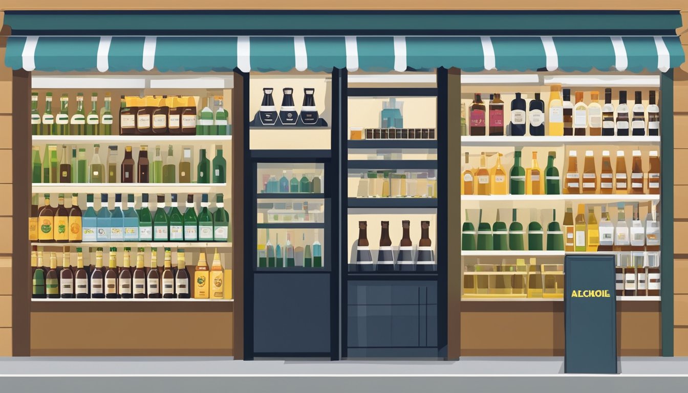 A sign outside a store in Singapore displays "Alcohol Sales Restricted" with a list of regulations underneath