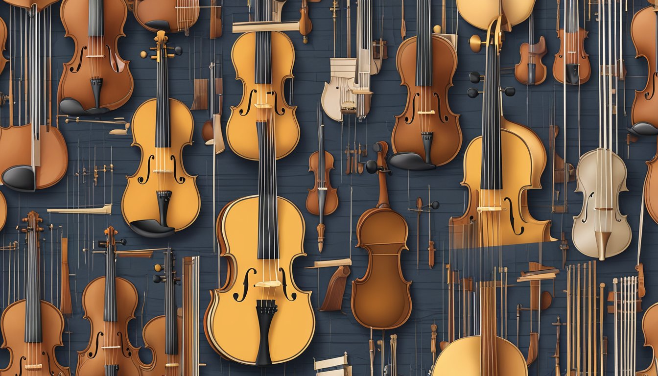 A music shop in Singapore displays various violin strings for sale