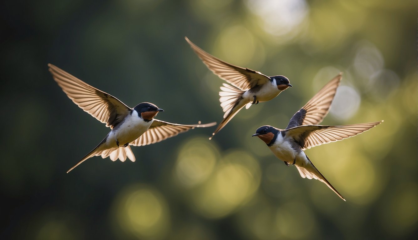 Swallows dart through the sky, twisting and turning in graceful flight patterns.

Their wings slice through the air with precision, showcasing their incredible aerial acrobatics