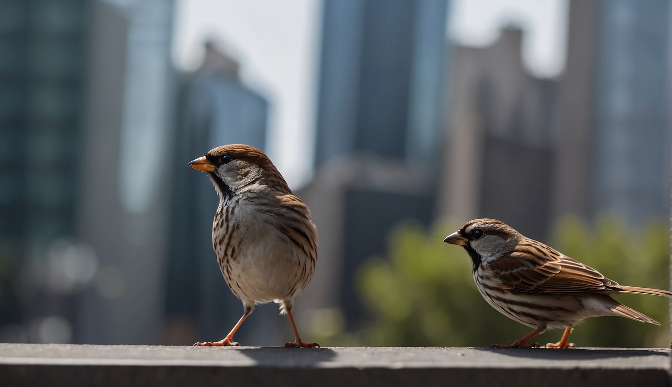 Sparrows dart between skyscrapers, scavenging for crumbs and nesting in window ledges.

They navigate bustling streets with agility, blending into the urban landscape