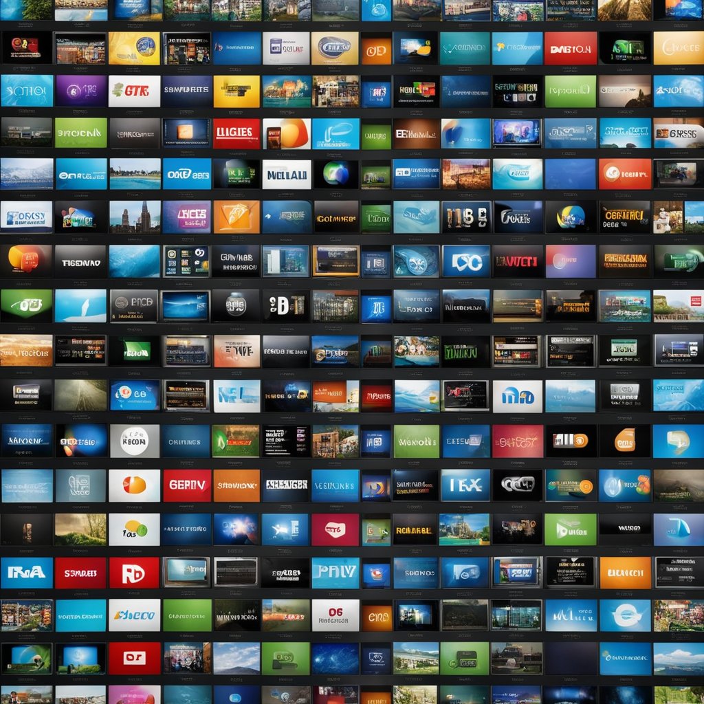 A television screen displaying various IPTV channels with all the channels unlocked and visible