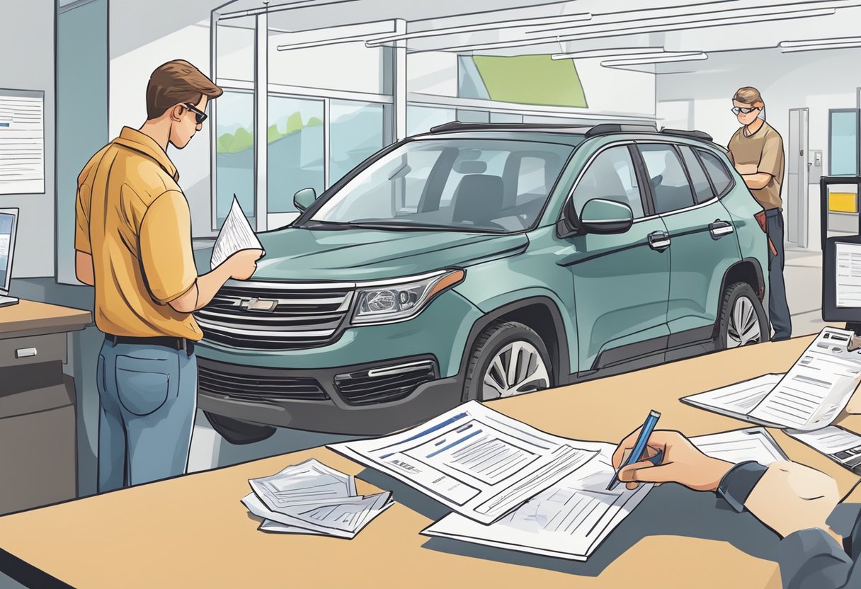 The vehicle owner completes paperwork at a DMV office, transferring points from their driver's license to avoid suspension
