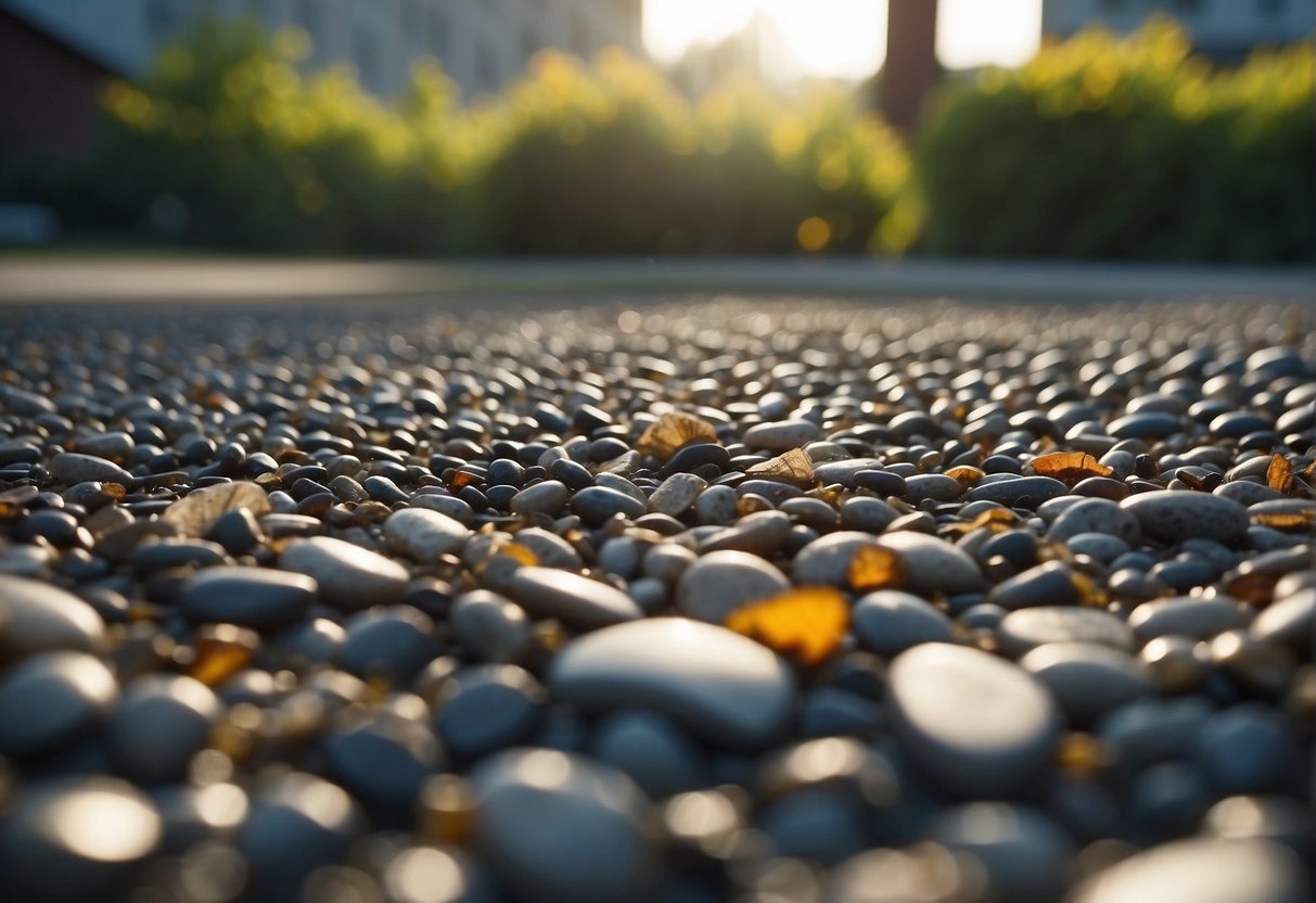 A flat, durable, non-slip surface with proper drainage for outdoor garbage storage