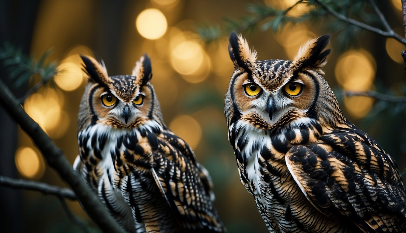 The moonlit forest is alive with the haunting echoes of the great horned owl's hoots.

Its piercing yellow eyes pierce the darkness as it hunts with deadly precision