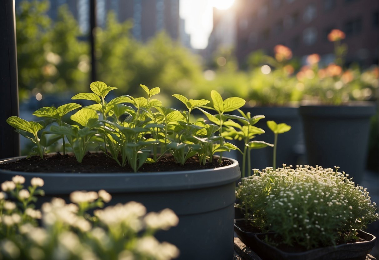 Plants grow in outdoor setting in New York. Monitoring and adjustments are made as flowering season begins