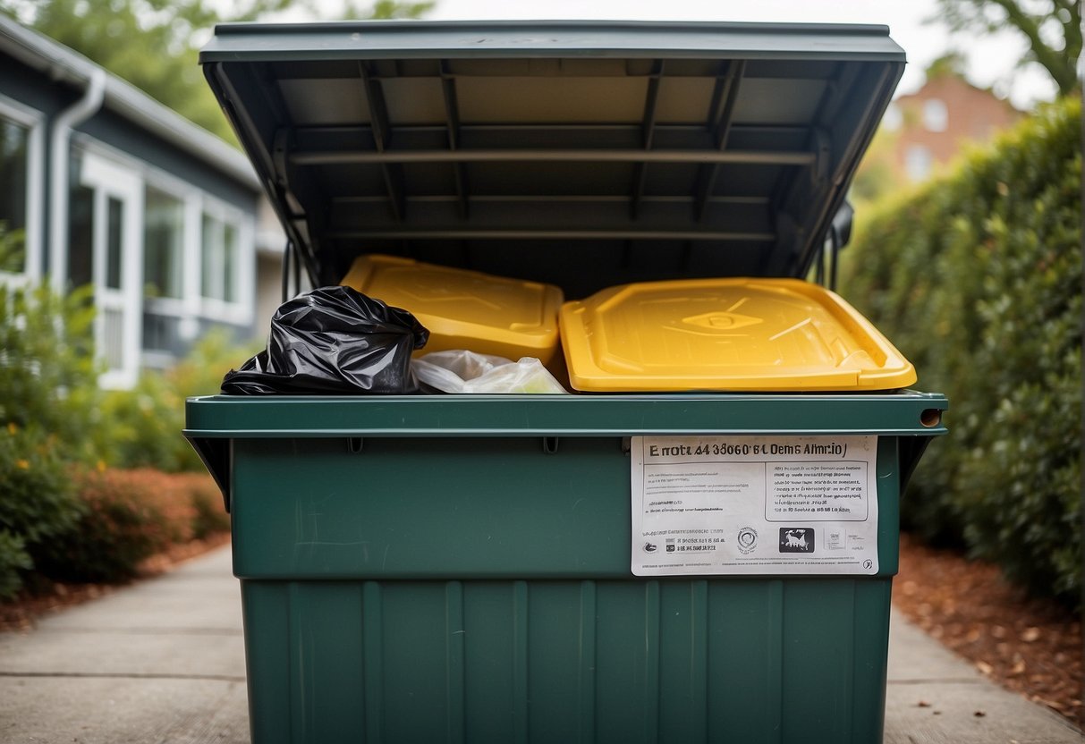 An outdoor dumpster with a tightly sealed lid to prevent pests