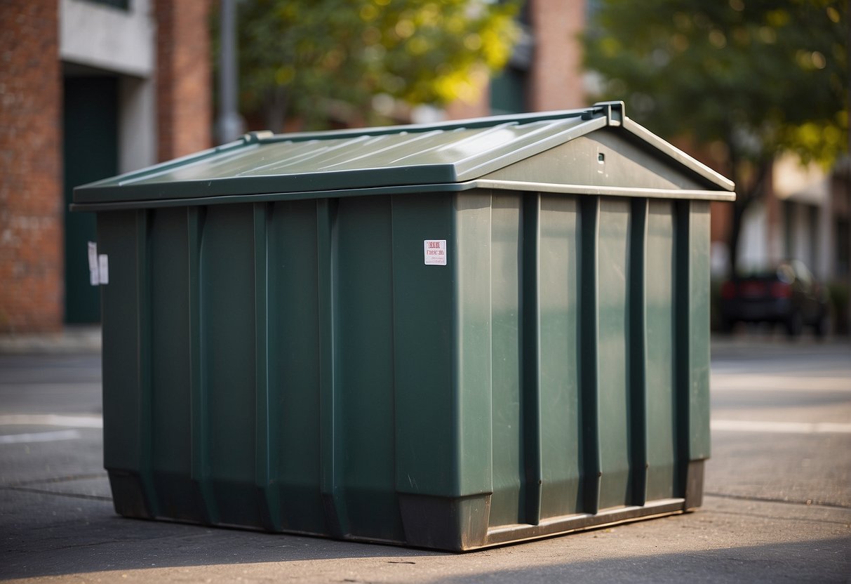 An outdoor dumpster with a tightly sealed lid to prevent pests