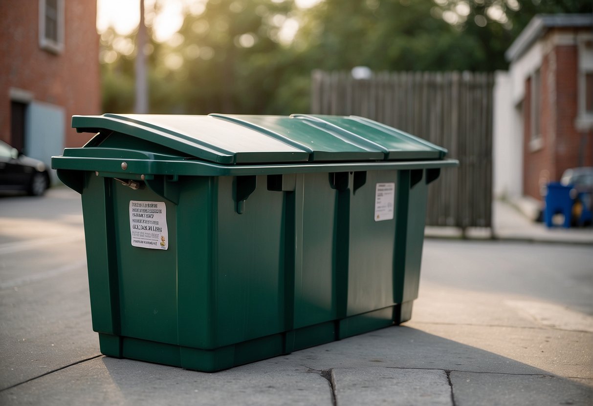 A secure lid on the outdoor dumpster prevents pests