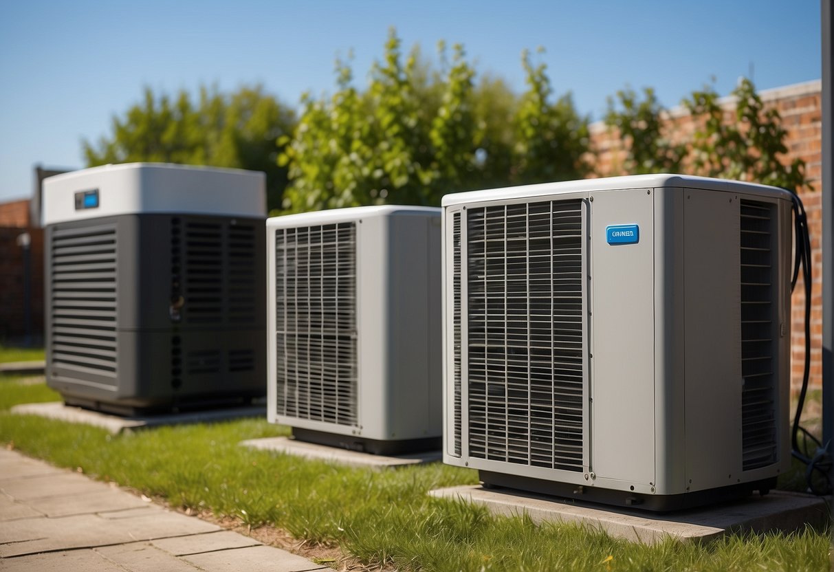 The outdoor condensing unit is positioned close to nearby structures for optimal location