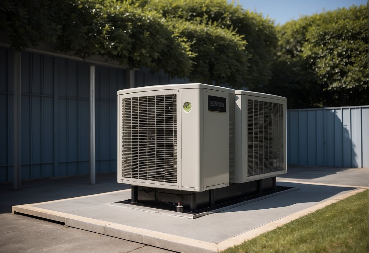 A condensing unit placed on a flat, elevated platform with clear access on all sides for maintenance