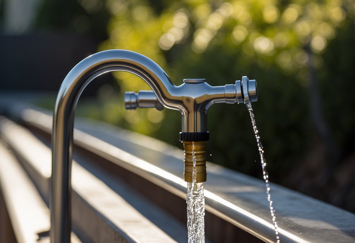 A faucet cover is placed over the outdoor spigot. A hose is disconnected and drained. The shut-off valve is turned off and the spigot is drained to prevent freezing