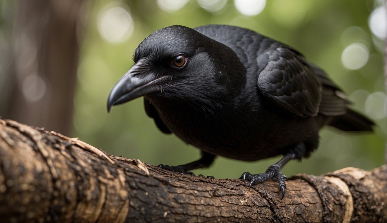A New Caledonian crow deftly selects and modifies twigs to create a hooked tool, then uses it to extract insects from a log