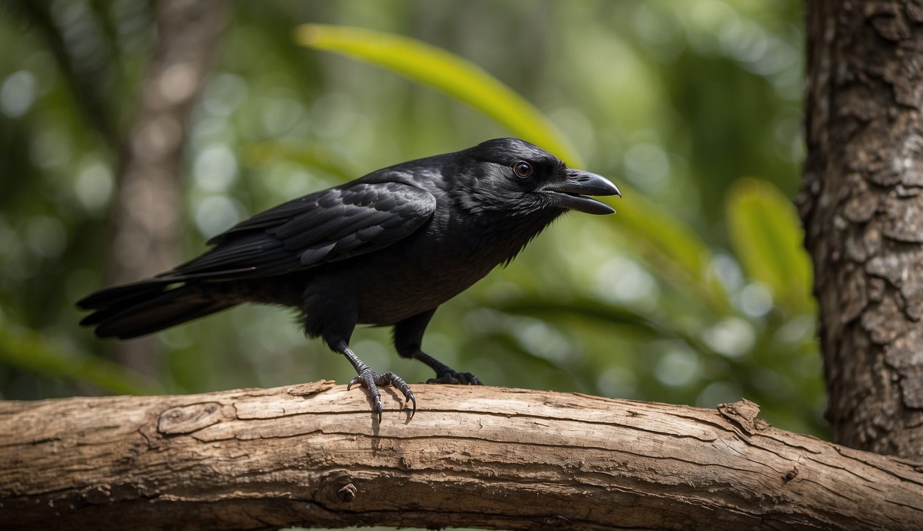 The New Caledonian crow uses sticks to extract insects from tree bark.

It shows problem-solving skills and precise tool manipulation