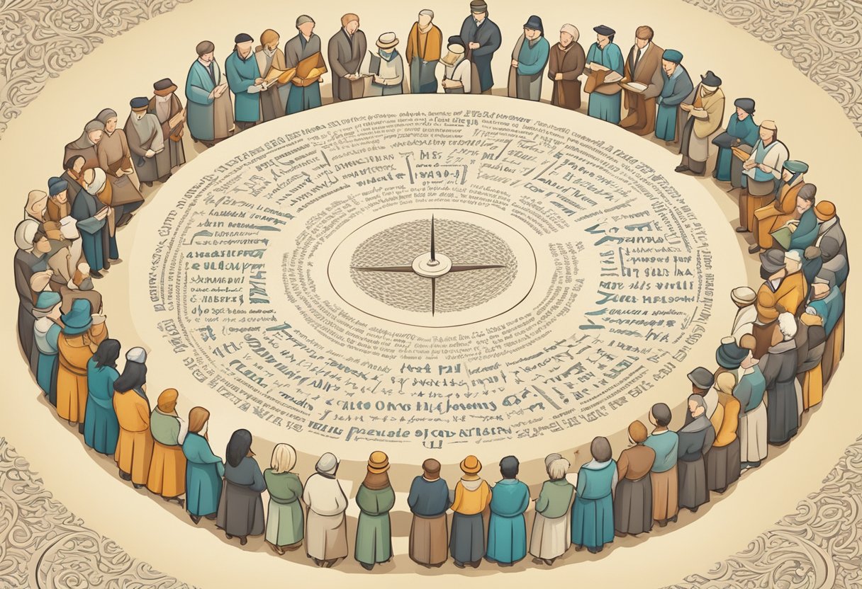 A group of 25 old friend quotes, written in elegant script, arranged in a circular pattern on a parchment background