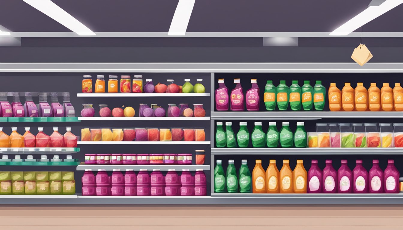 Shelves of grocery stores in Singapore display beetroot juice bottles with price tags