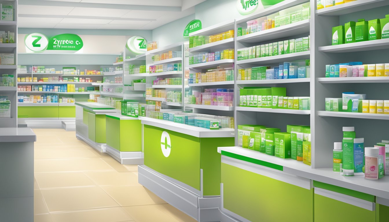 A pharmacy shelf with Zyrtec-D boxes in Singapore