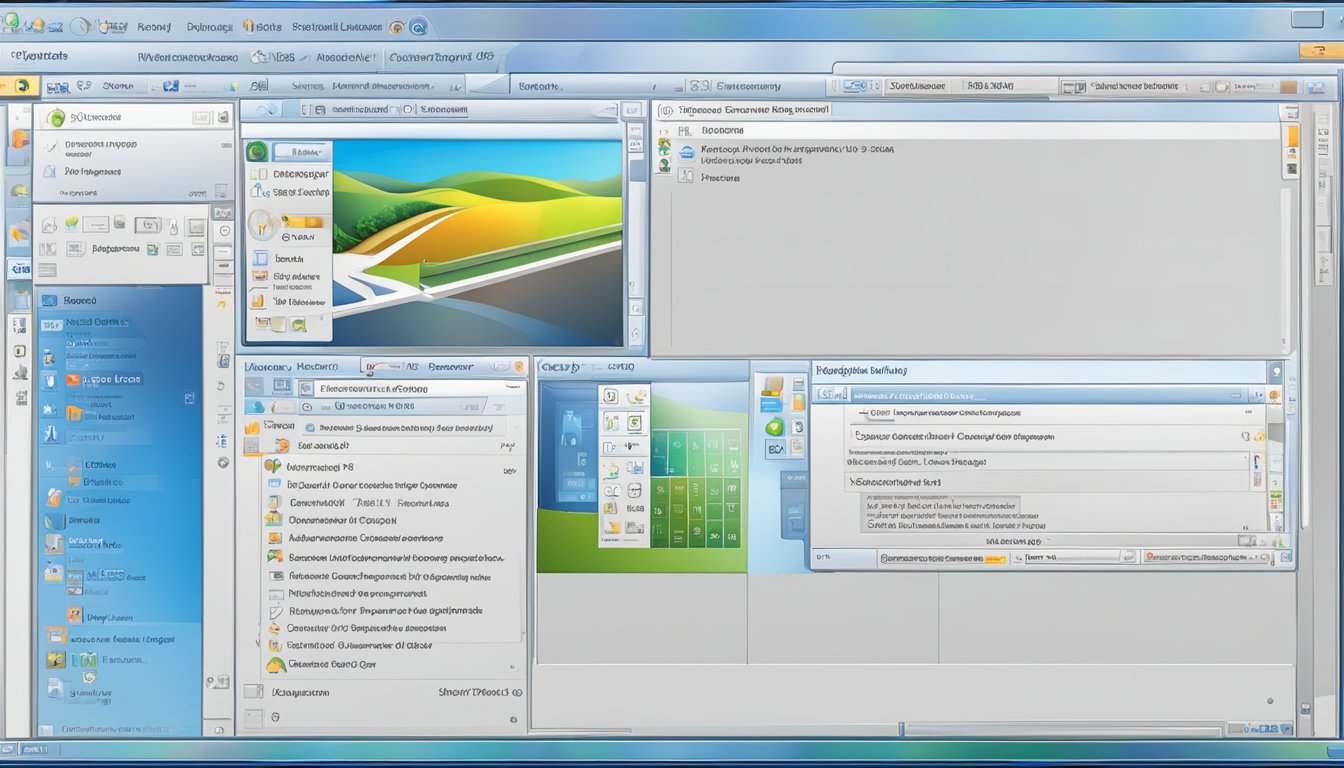A computer screen displaying the Windows 7 interface with highlighted key features and enhancements