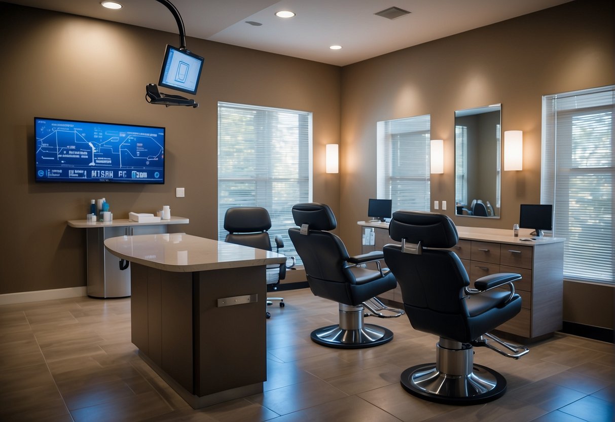A modern, sleek hair transplant clinic in Scottsdale, Arizona, with professional staff and state-of-the-art equipment