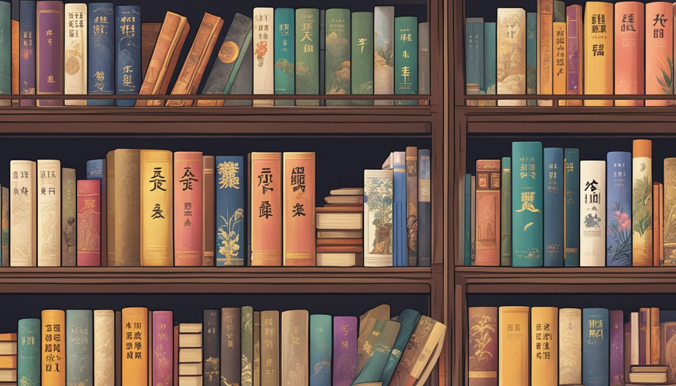 Various readers browse online, some seeking mystery novels, others historical fiction. A diverse range of Chinese novels are displayed, with colorful covers and enticing titles