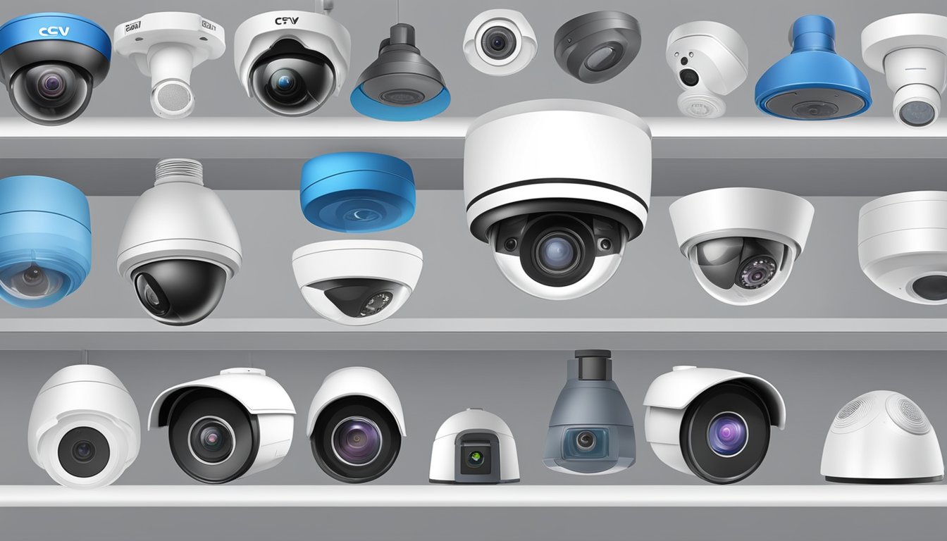 A store in Singapore sells dummy CCTV cameras. The display features various models with realistic designs and packaging