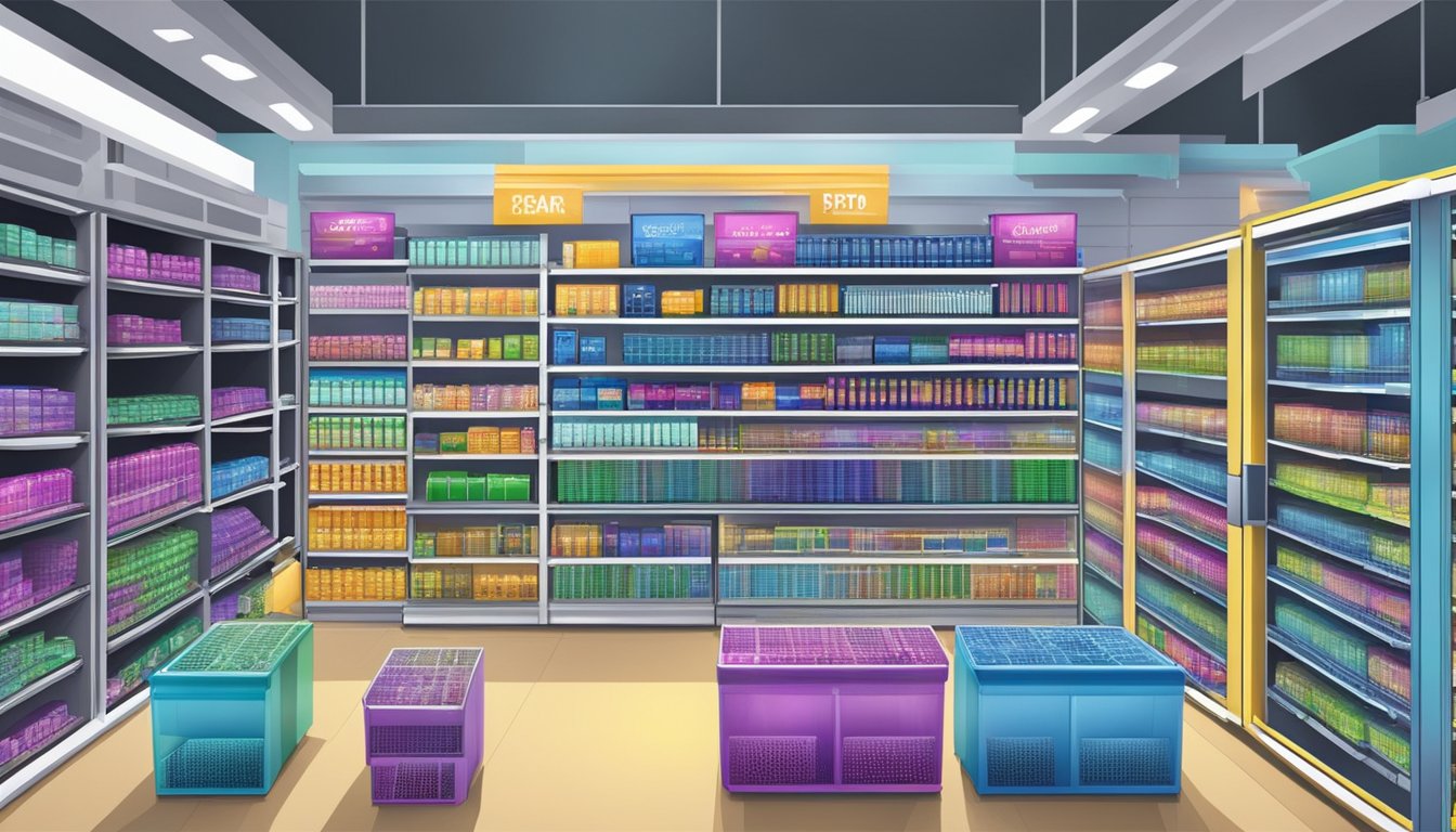 A computer store in Singapore displays shelves of CPUs for sale