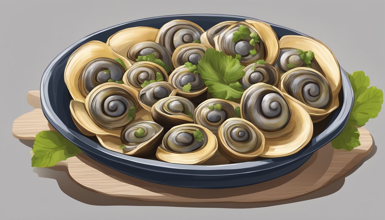 A display of fresh escargot at a gourmet food market in Singapore