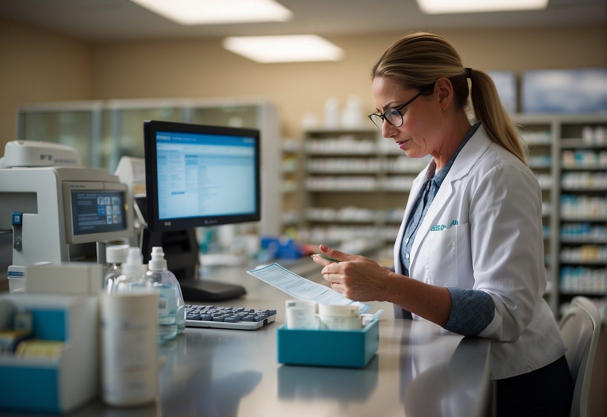 A pharmacist filling a prescription for semaglutide weight loss injections in a modern pharmacy in St George, Utah