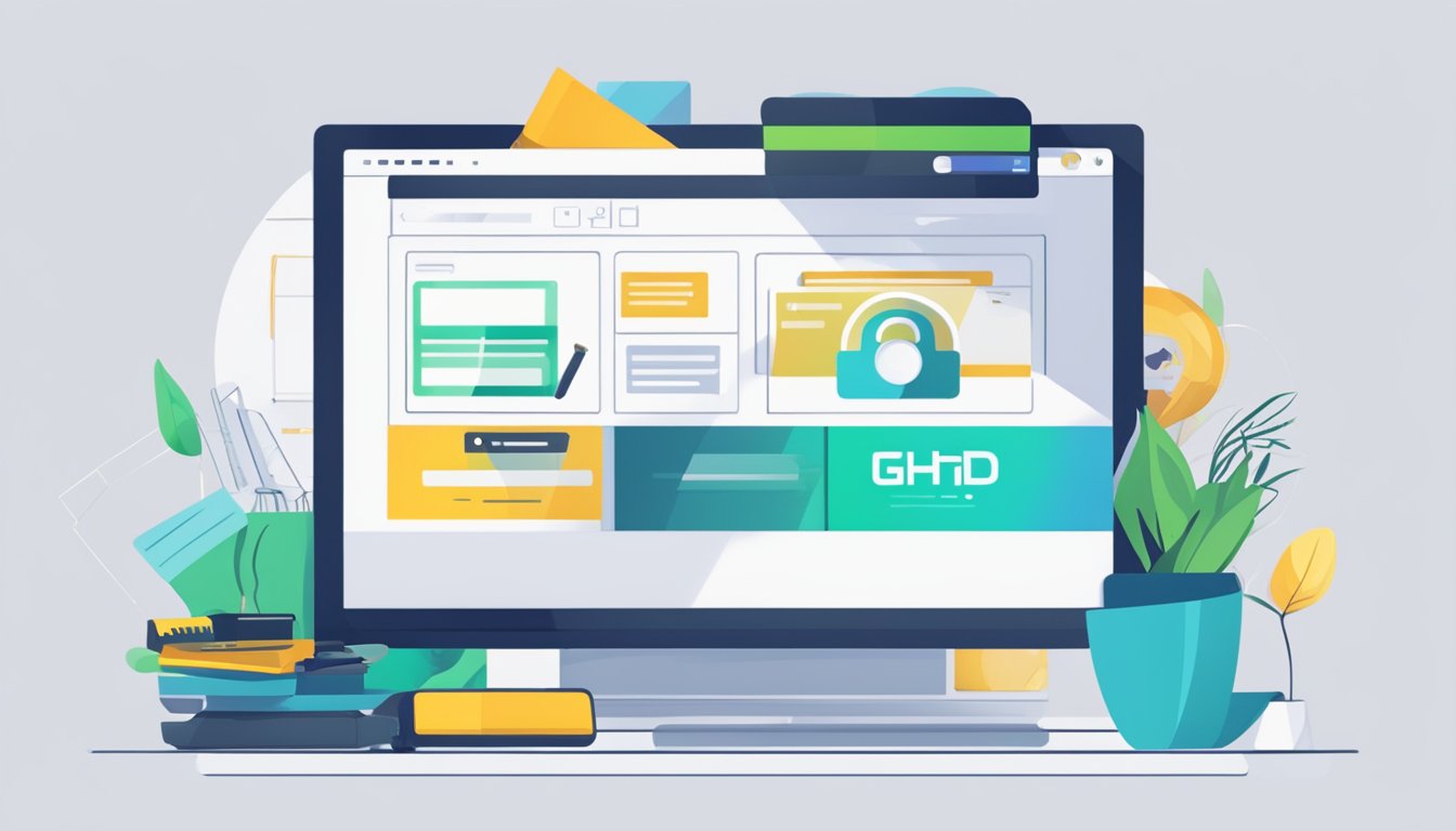 A computer screen displaying a secure website with the GHD logo, a variety of GHD products, and a secure payment option