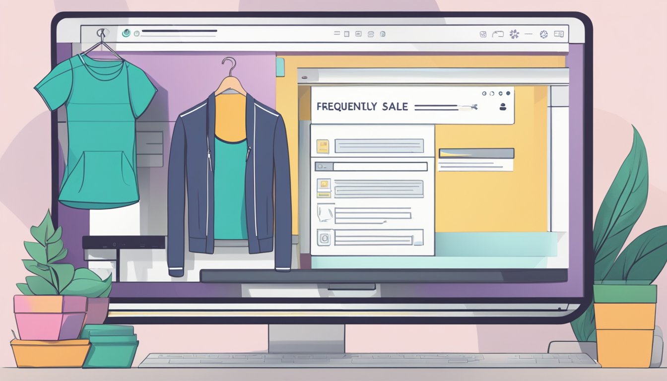 A computer screen displaying a webpage with "Frequently Asked Questions" and "lululemon online sale" highlighted in bold