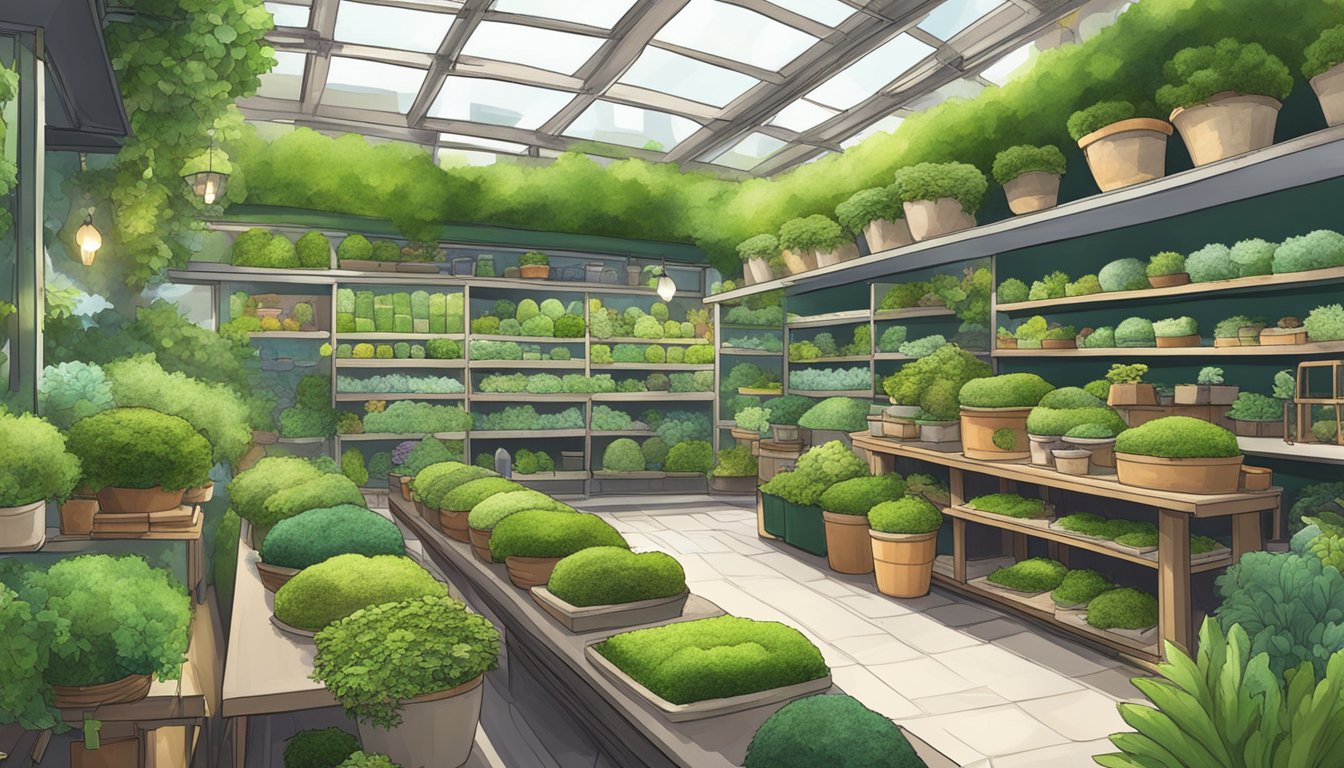 A lush green garden shop in Singapore sells live moss
