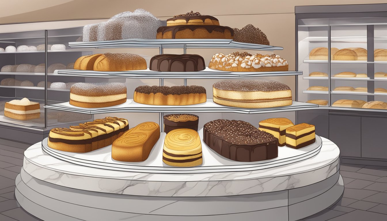 A bakery display showcases marble cake in Singapore
