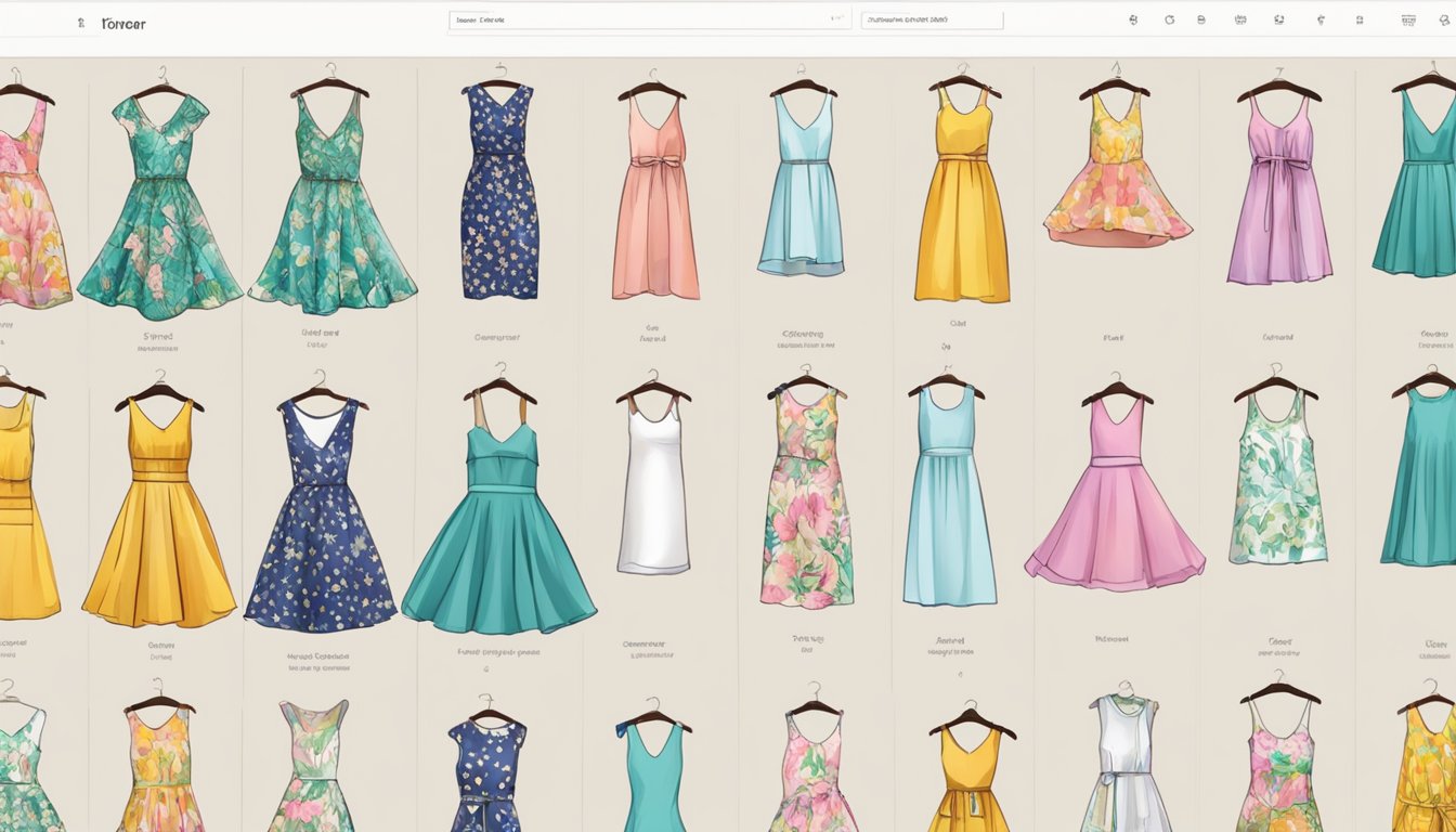 Customers browsing through colorful summer dresses online, with a FAQ section visible on the screen