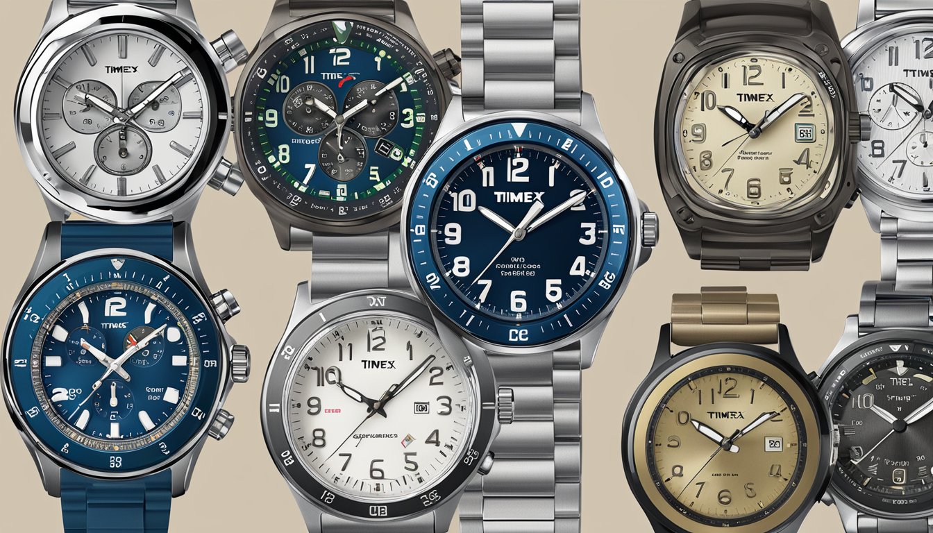 A computer screen displays a variety of Timex watches available for purchase online
