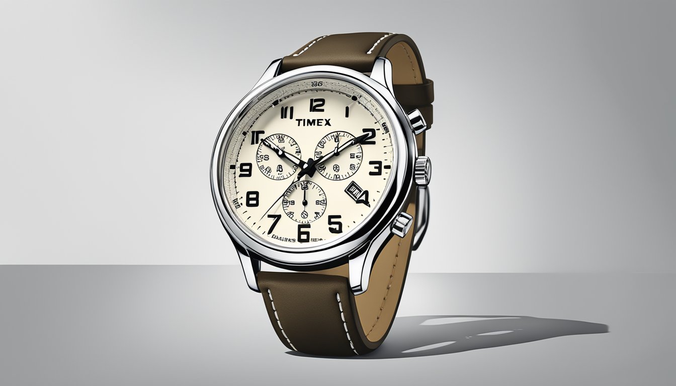 A sleek, modern watch sits on a clean, white surface, surrounded by soft, natural lighting. The Timex logo is prominently displayed, inviting viewers to "Discover Your Perfect Timex Timepiece."