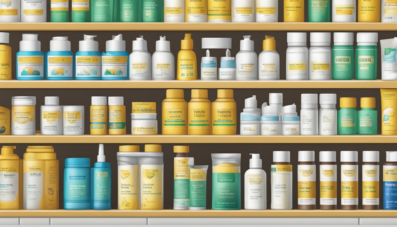 A pharmacy shelf displays Permethrin cream in Singapore