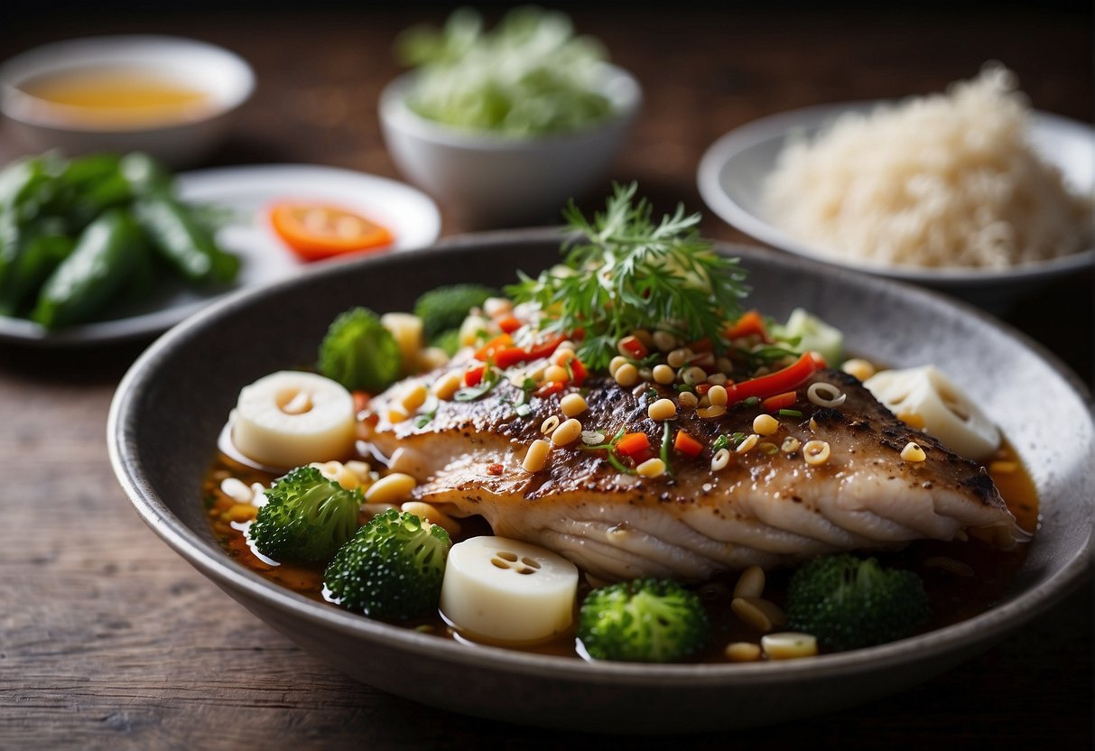 A steaming fish head dish with Chinese ingredients, showcasing nutritional insights