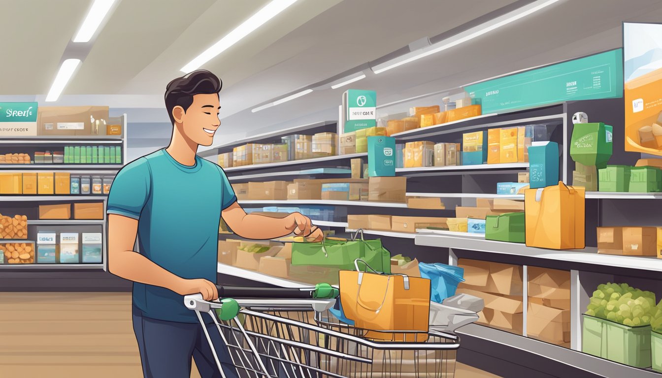 A customer selects items on the Ubuy Singapore website, adds them to the cart, and proceeds to checkout with secure payment options
