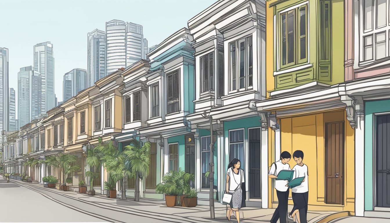 Foreign buyers reading eligibility and restrictions for purchasing a shophouse in Singapore