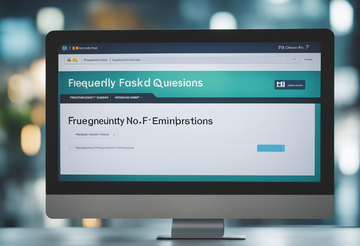 A computer screen displaying "Frequently Asked Questions: emprestimo fgts no pix" with a cursor hovering over the search bar